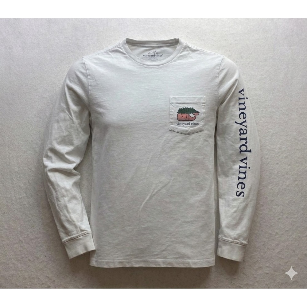 Vineyard‎ Vines Whale Men's White Long Sleeve Lightweight T-Shirt. Size XS